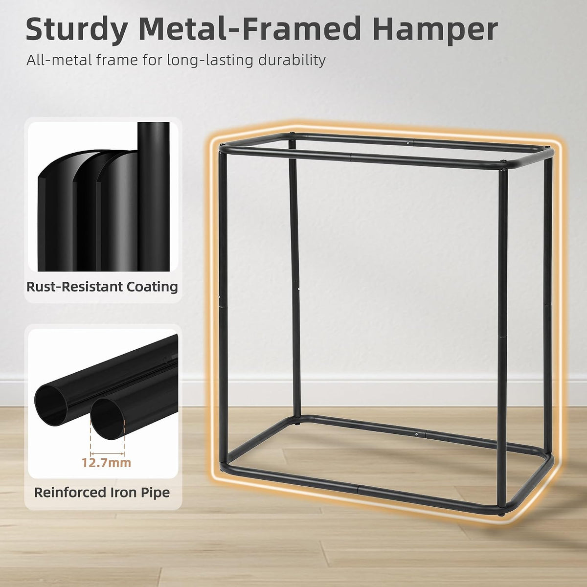 STORAGE MANIAC Double Laundry Hamper with Lid, Tall Metal Laundry Baskets