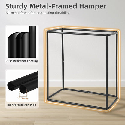 STORAGE MANIAC Double Laundry Hamper with Lid, Tall Metal Laundry Baskets