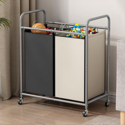 SUOERNUO Laundry Hamper with Lockable Wheels and 2 Removable Bags
