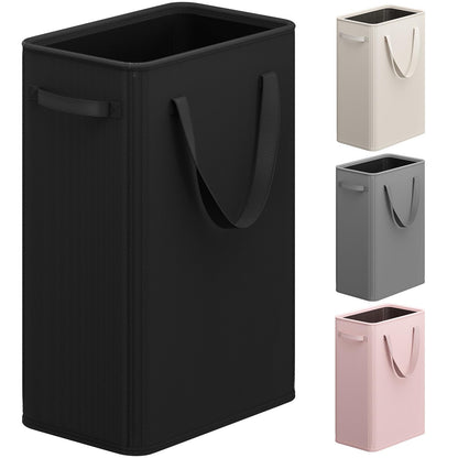 Optish 50L Slim Laundry Hamper, Small Laundry Basket With Handles, Black Narrow Laundry Basket for Dorm, Bedroom, Living Room, Collapsible Laundry Hamper
