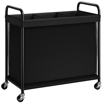 ELYKEN Laundry Hamper 2 Section, 100L Rolling Laundry Sorter with Wheels