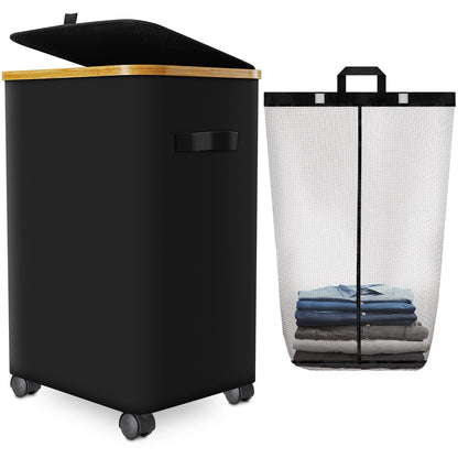 Laundry Hamper with Wheels, 75L Rolling Laundry Basket with Lid
