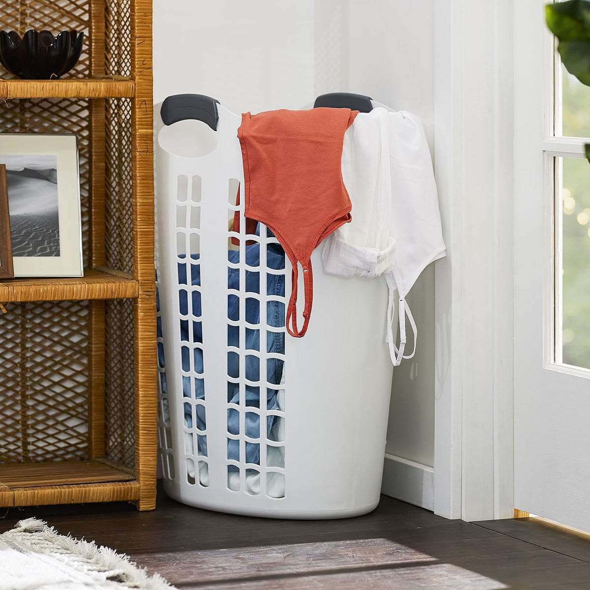 Gracious Living Easy Carry Flex Collapsible Laundry Hamper, White, 3-Pack