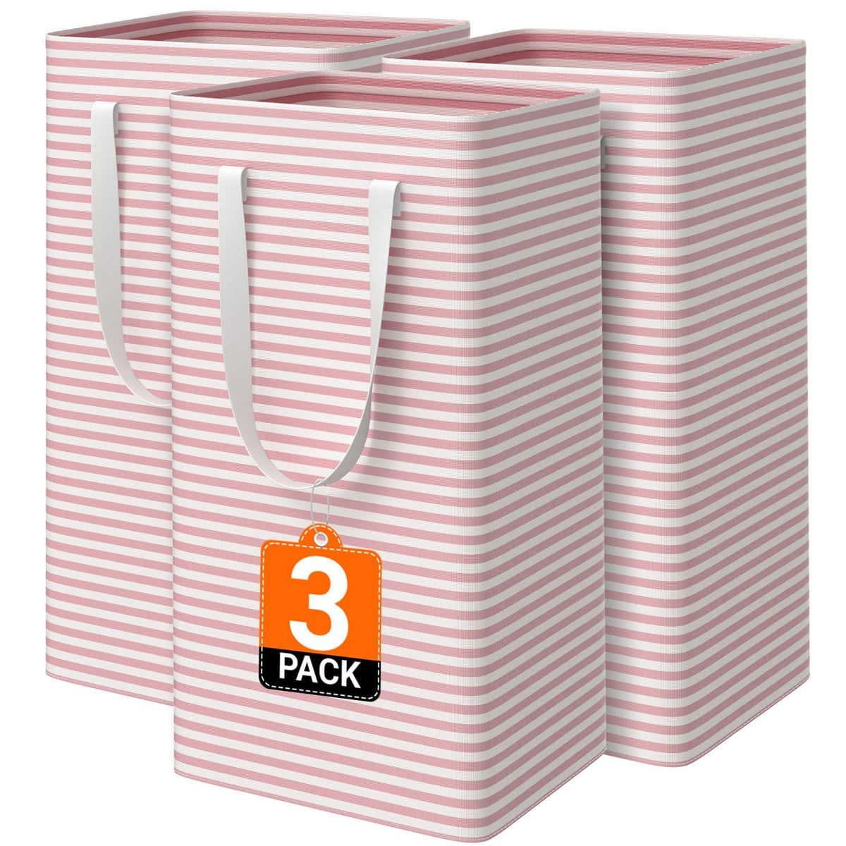 3-Pack Laundry Basket, Collapsible Laundry Hampers, 75L, Gray