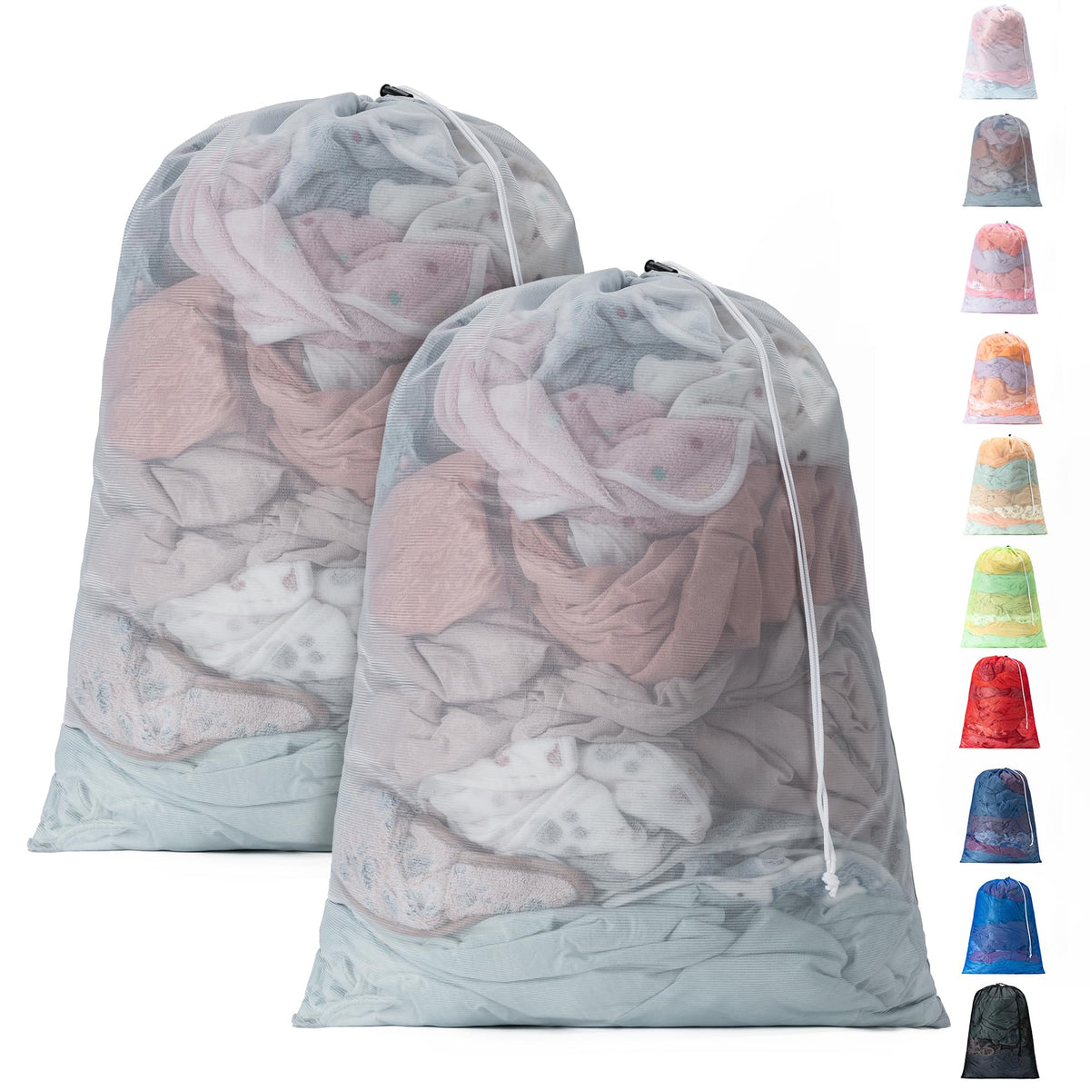 2 Pack Mesh Travel Laundry Bag 24" x 36"Extra Large Dirty Clothes Organizer