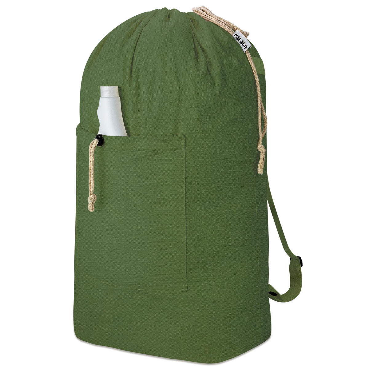 Laundry Bag Backpack, Canvas Laundry Bag with Straps & Drawstring, Beige XL