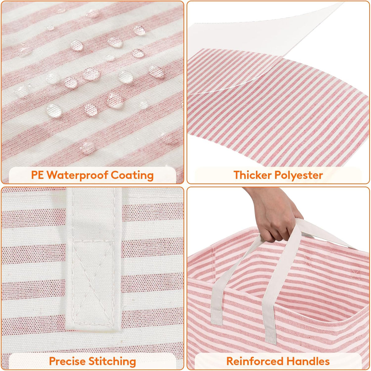 Lifewit 80L Large Laundry Baskets, Laundry Hampers Bags, 2 Pack, Grey&Pink