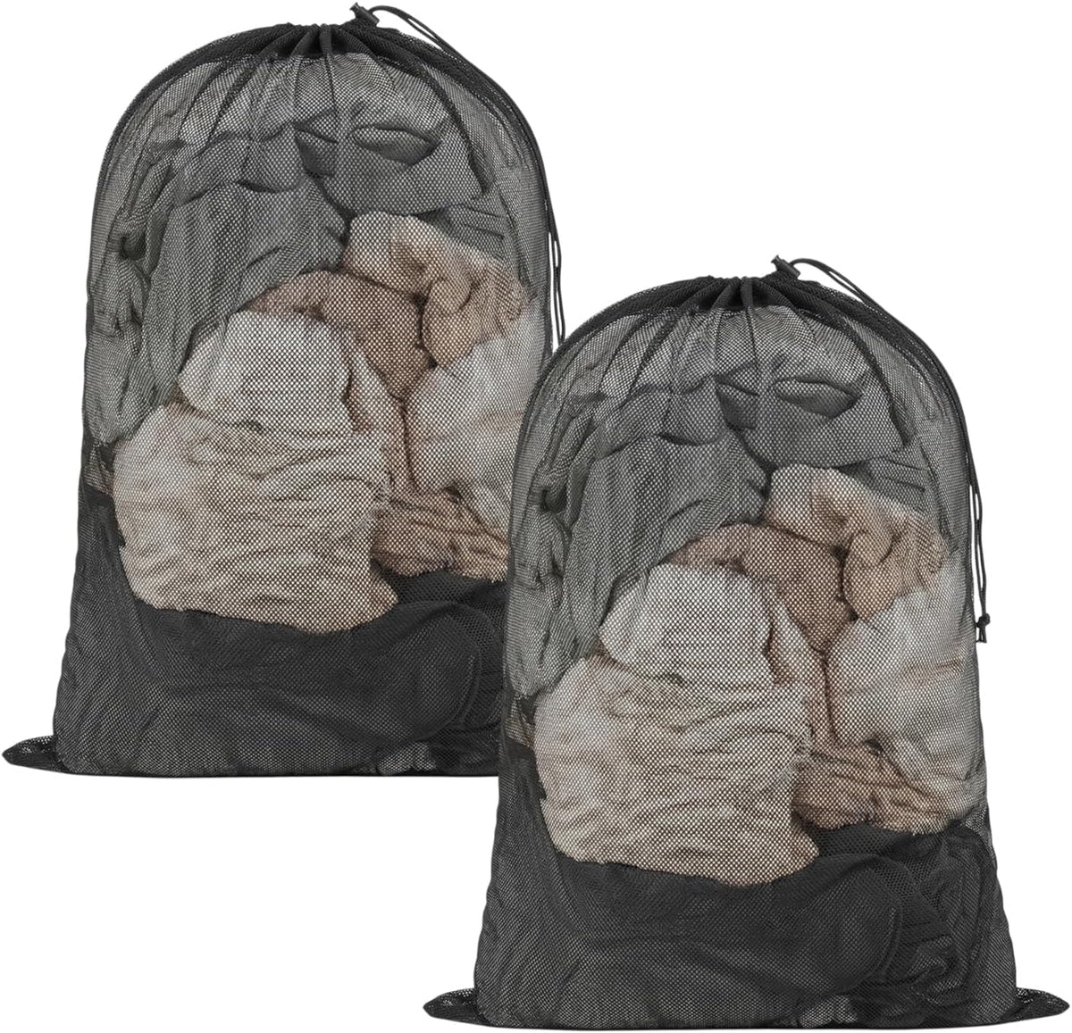 2 Pack Large Mesh Laundry Bags Black 23.6x35.4 Inch