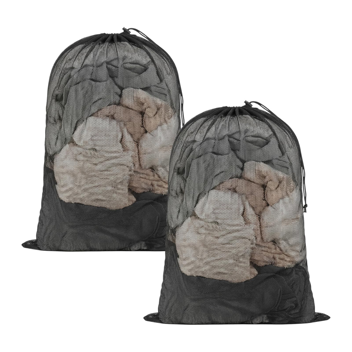 2 Pack Large Mesh Laundry Bags Black 23.6x35.4 Inch