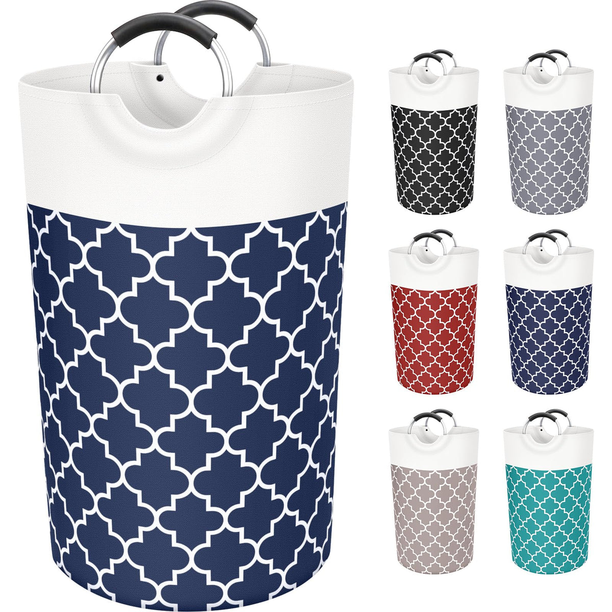 Large Laundry Basket 82L Tall Collapsible Hamper with Handles for Dorm Grey