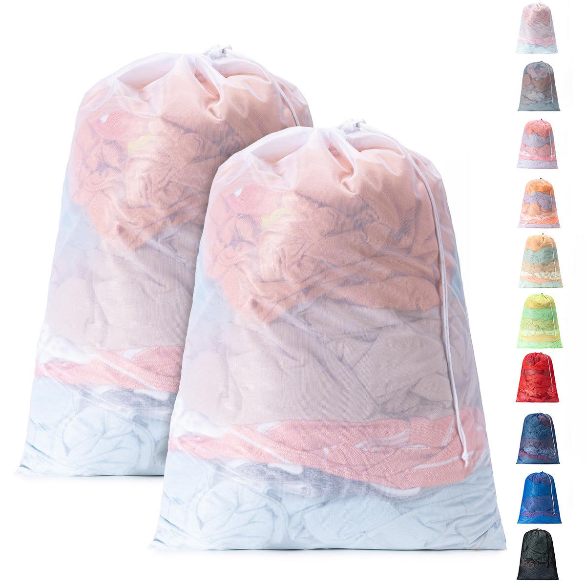 2 Pack Mesh Travel Laundry Bag 24" x 36"Extra Large Dirty Clothes Organizer