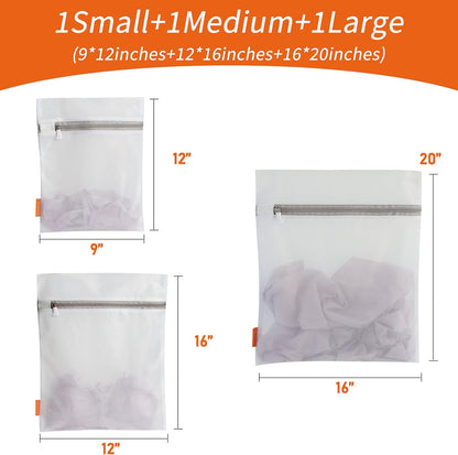 Polecasa Mesh Laundry Bags 3 Pack,1 Large, 1 Medium, 1 Small, Fine Mesh