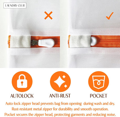 4 Pack Mesh Laundry Bags for Delicates 12inx16in LAUNDRY CLUB®