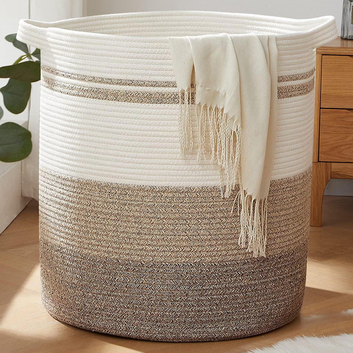 OIAHOMY 60L Laundry Basket Laundry Hamper Nursery Hamper Gradient Yellow