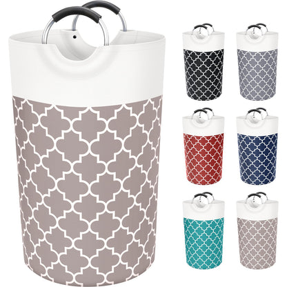 Large Laundry Basket 82L Tall Collapsible Hamper with Handles for Dorm Grey