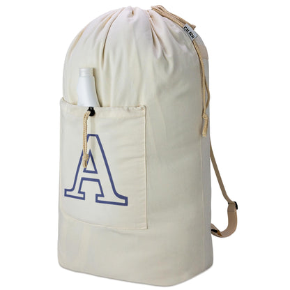 Laundry Bag Backpack, Canvas Laundry Bag with Straps & Drawstring, Beige XL