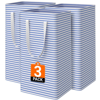 3-Pack Laundry Basket, Collapsible Laundry Hampers, 75L, Gray