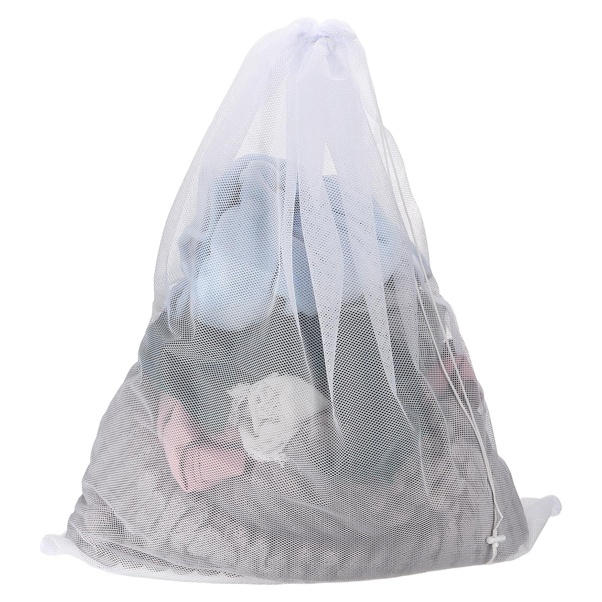 uxcell Mesh Laundry Bag 15.7x19.7" Large Drawstring Net Coarse Mesh, Black