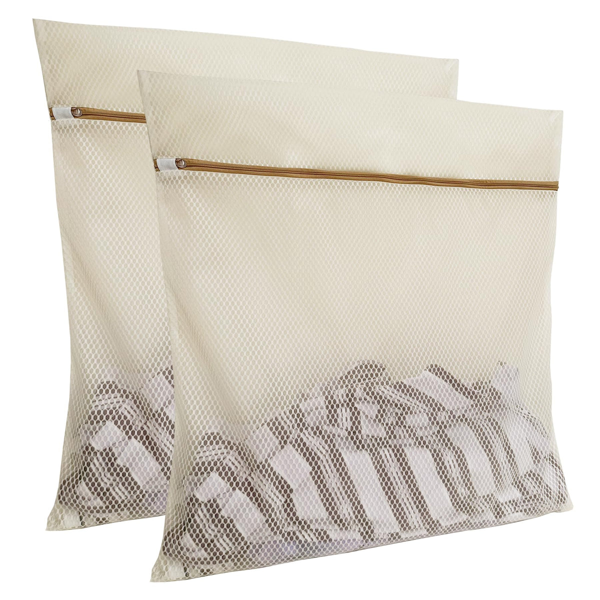 6Pcs Durable Honeycomb Mesh Laundry Bags for Delicates (3L 3M) Beige