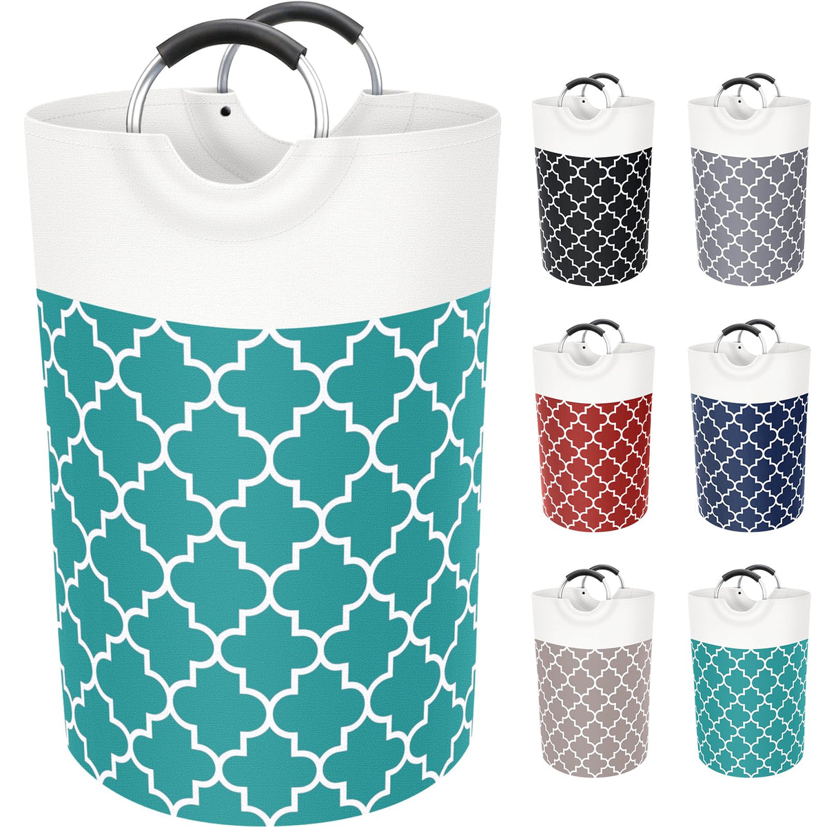 Large Laundry Basket 82L Tall Collapsible Hamper with Handles for Dorm Grey