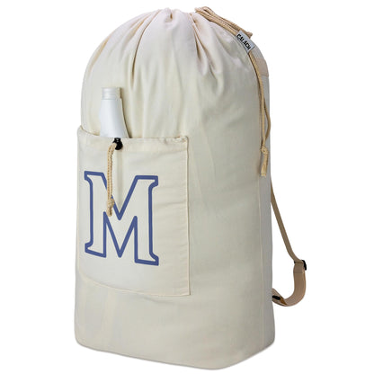 Laundry Bag Backpack, Canvas Laundry Bag with Straps & Drawstring, Beige XL