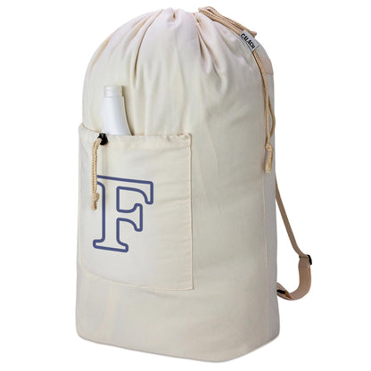 Laundry Bag Backpack, Canvas Laundry Bag with Straps & Drawstring, Beige XL
