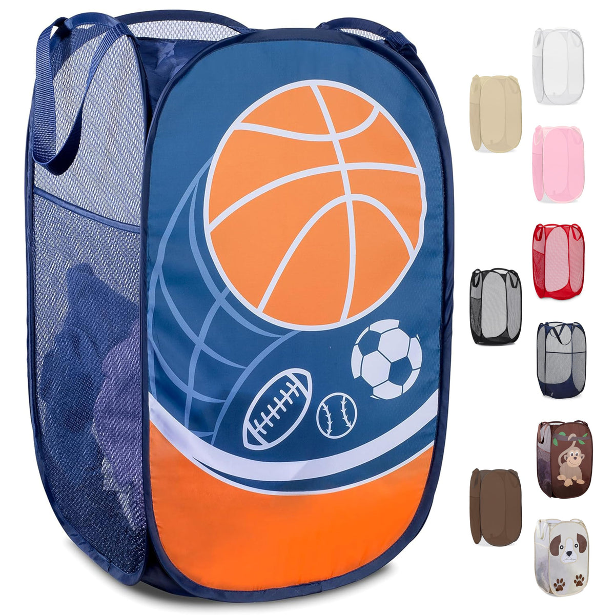 Handy Laundry Mesh Pop-Up Hamper Collapsible with Side Pocket 2-Pack
