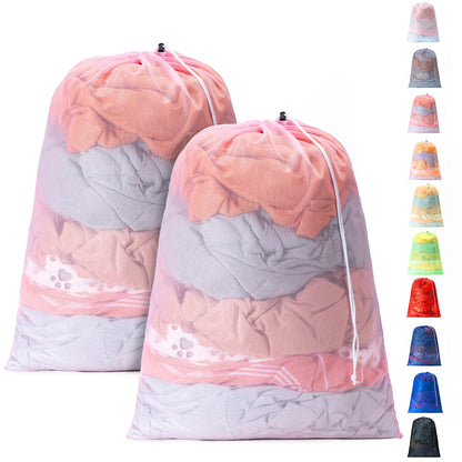 2 Pack Mesh Travel Laundry Bag 24" x 36"Extra Large Dirty Clothes Organizer
