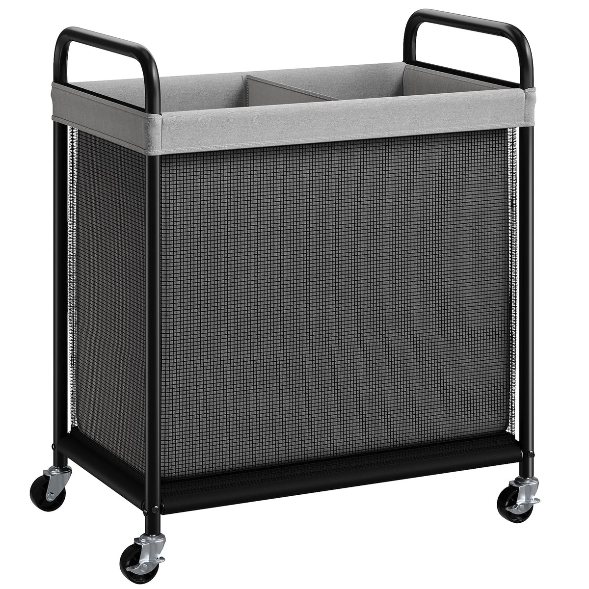 ELYKEN Laundry Hamper 2 Section, 100L Rolling Laundry Sorter with Wheels