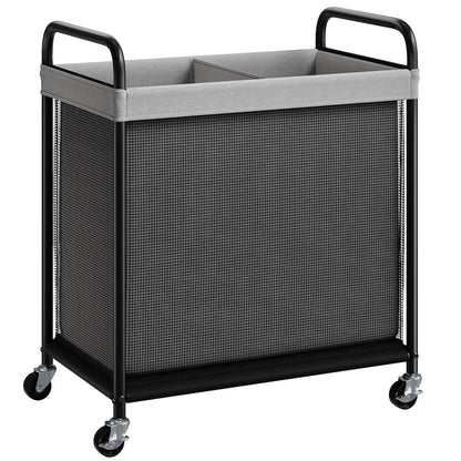 ELYKEN Laundry Hamper 2 Section, 100L Rolling Laundry Sorter with Wheels