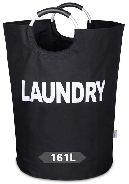 Large Laundry Basket, Laundry Hamper Bag with Handles, 95L, Black