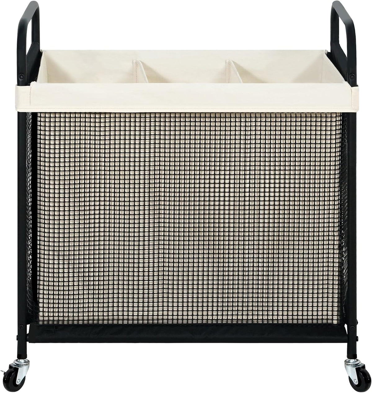 STO STO Laundry Hamper 3 Section, 120L Rolling Laundry Sorter Cart with Removable and Washable Liner Bag, Clothes Hamper with Wheels and Metal Handle for Laundry Room and Bedroom