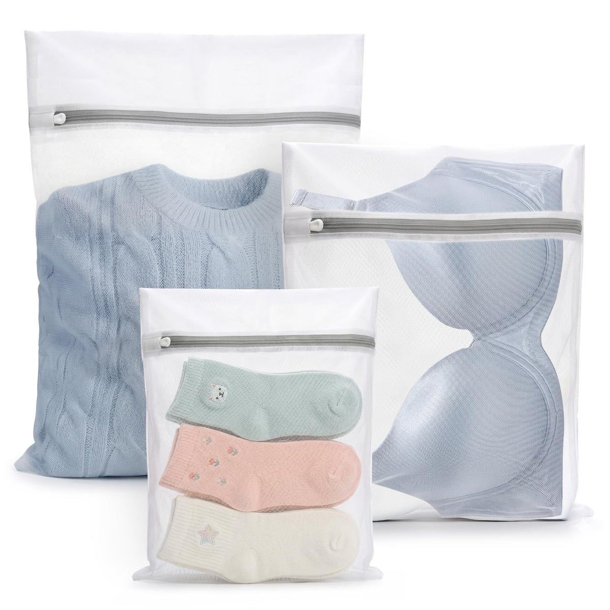 Muchfun 4Pcs Durable Fine Mesh Laundry Bags for Delicates 16 x 20 Inches