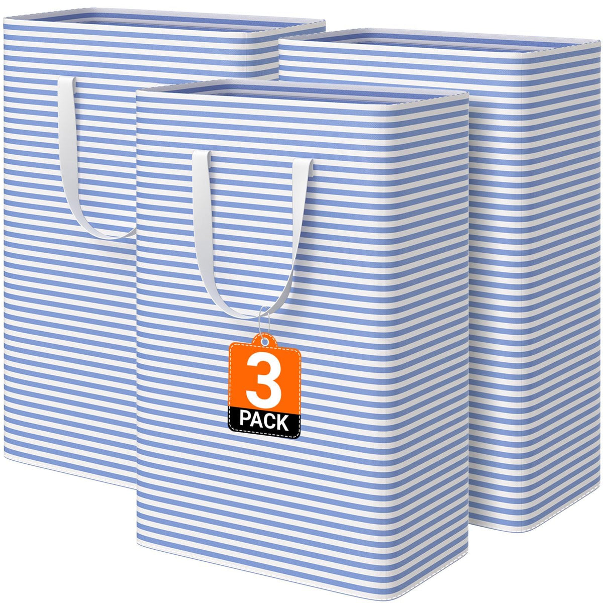 3-Pack Laundry Basket, Collapsible Laundry Hampers, 75L, Gray