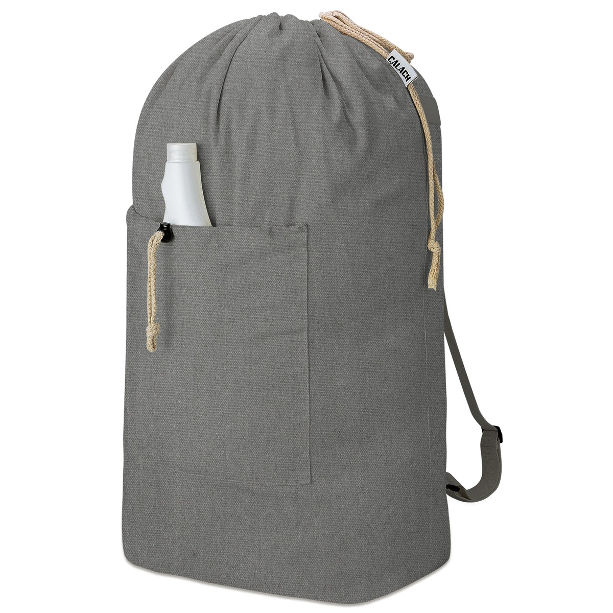 Laundry Bag Backpack, Canvas Laundry Bag with Straps & Drawstring, Beige XL