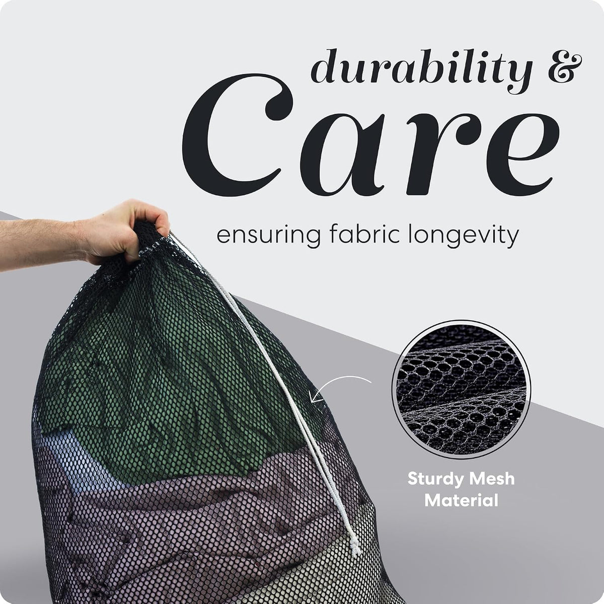 Handy Laundry Mesh XL Laundry Bag 24"x36", Heavy Duty Drawstring, Black