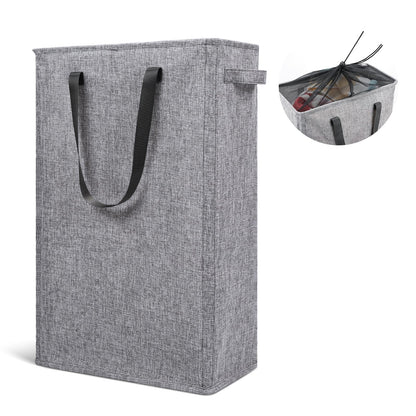 Odonata Slim Laundry Hamper Handles Collapsible Laundry Basket Thin Dirty Clothes Basket Narrow Laundry Bag Foldable Dirty Hamper 45L (Black)