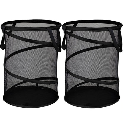 BATTOO Collapsible Laundry Basket Foldable Mesh Pop Up Hamper with Handles for Laundry Room, Bathroom, Kids Room, College Dorm, Travel, Storage Organizer Black