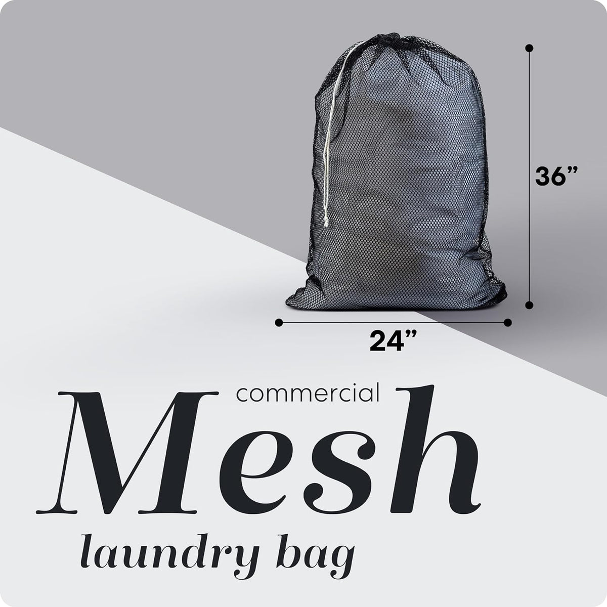 Handy Laundry Mesh XL Laundry Bag 24"x36", Heavy Duty Drawstring, Black
