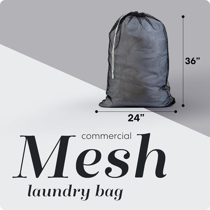 Handy Laundry Mesh XL Laundry Bag 24"x36", Heavy Duty Drawstring, Black