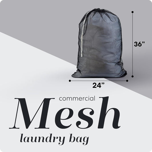 Handy Laundry Mesh XL Laundry Bag 24"x36", Heavy Duty Drawstring, Black