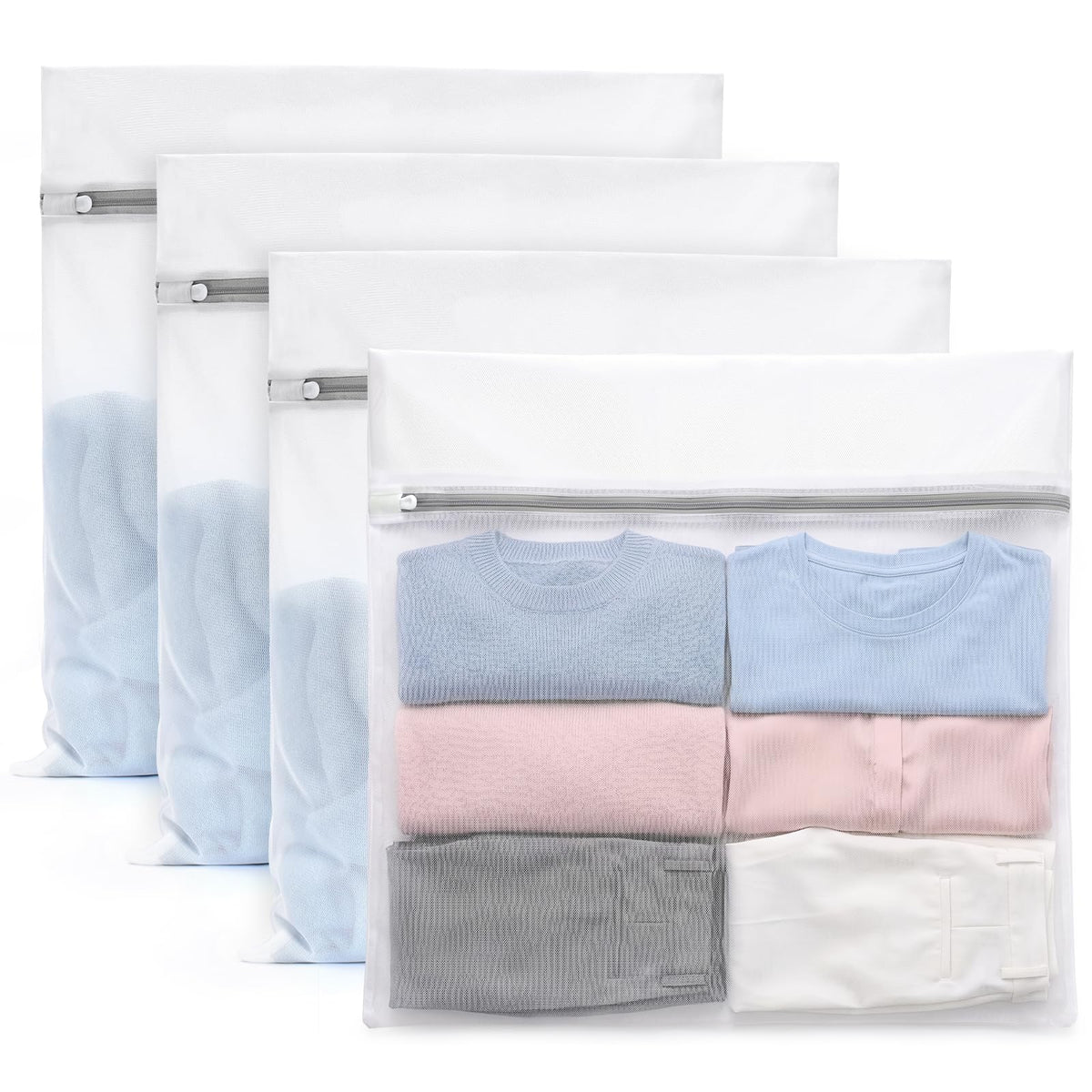 Muchfun 4Pcs Durable Fine Mesh Laundry Bags for Delicates 16 x 20 Inches