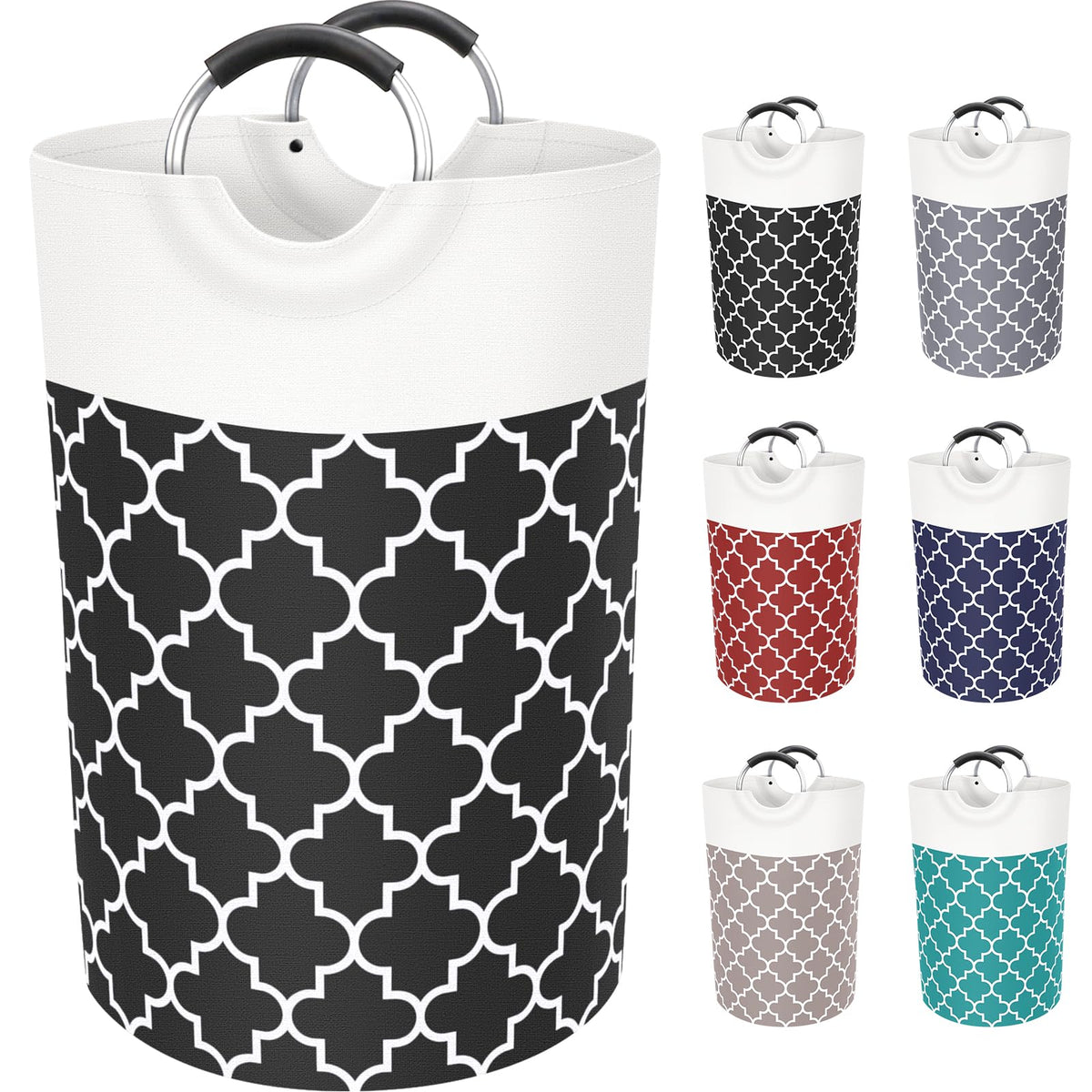 Large Laundry Basket 82L Tall Collapsible Hamper with Handles for Dorm Grey