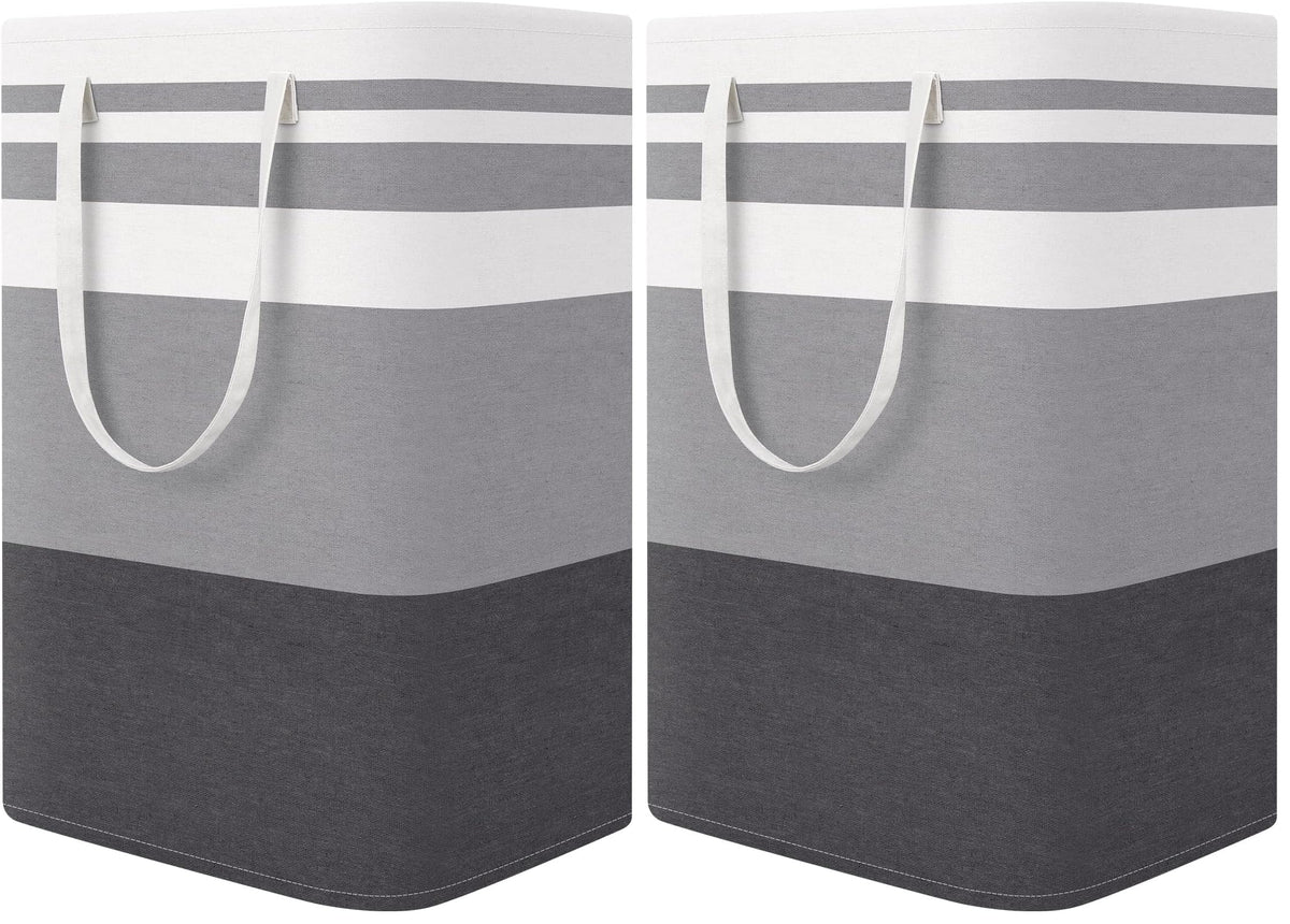StorageRight Laundry Basket Hamper, 100L Collapsible Clothes Storage, Grey