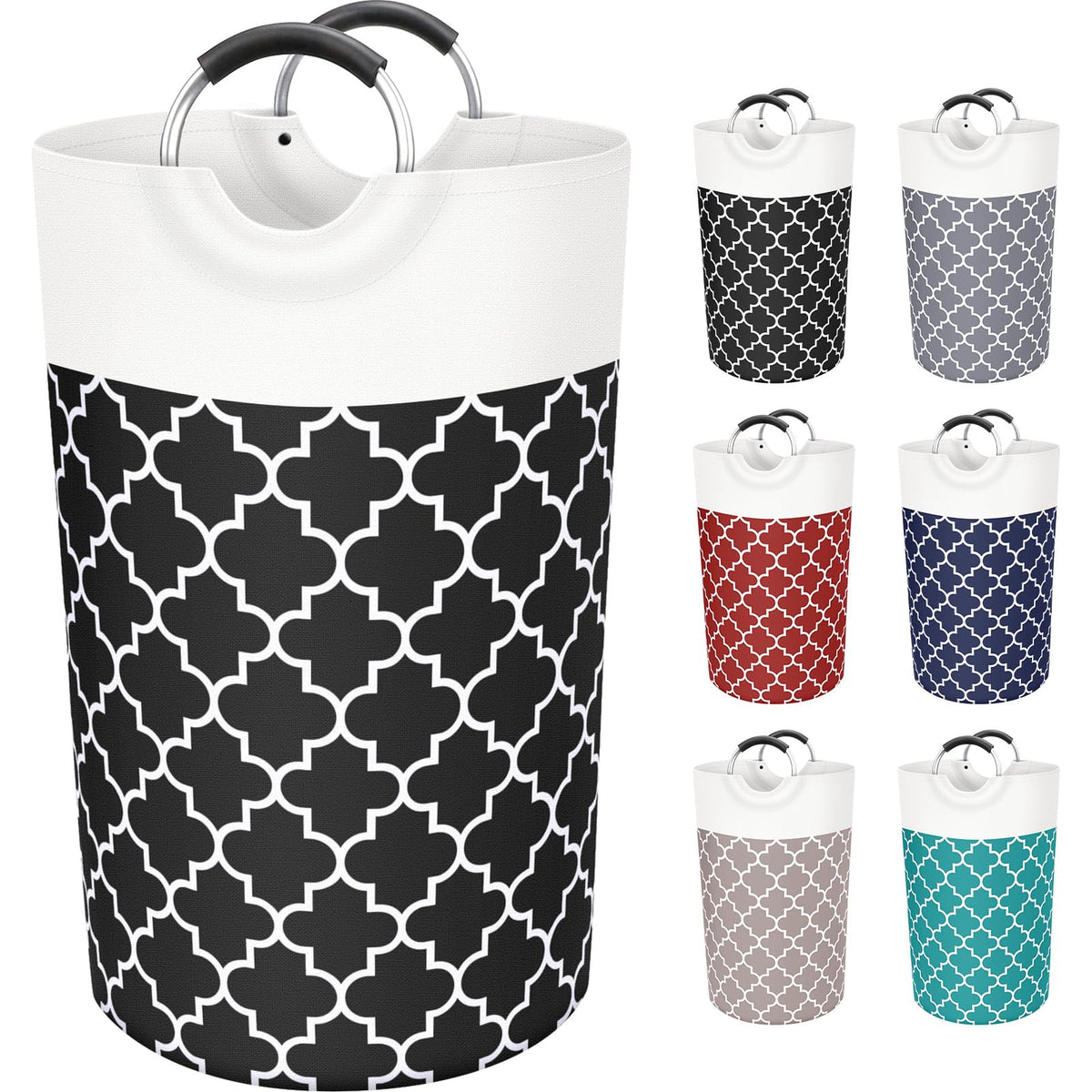 Large Laundry Basket 82L Tall Collapsible Hamper with Handles for Dorm Grey
