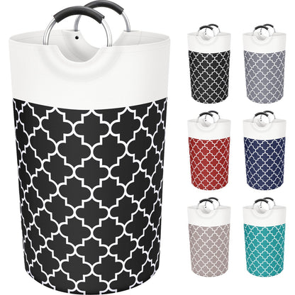 Large Laundry Basket 82L Tall Collapsible Hamper with Handles for Dorm Grey