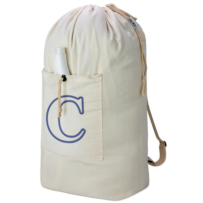 Laundry Bag Backpack, Canvas Laundry Bag with Straps & Drawstring, Beige XL