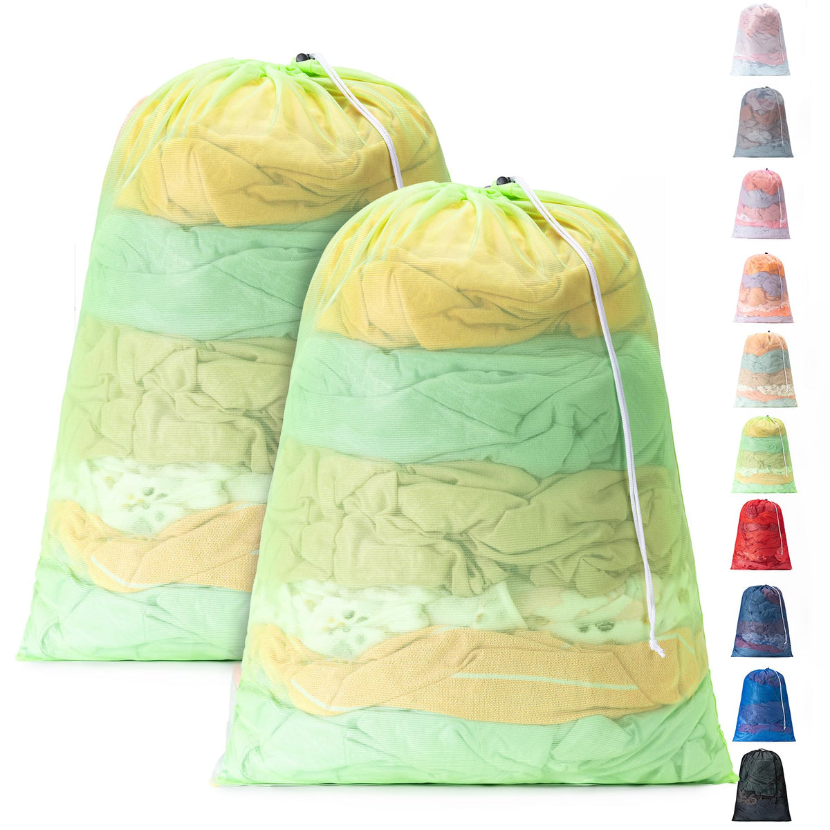 2 Pack Mesh Travel Laundry Bag 24" x 36"Extra Large Dirty Clothes Organizer