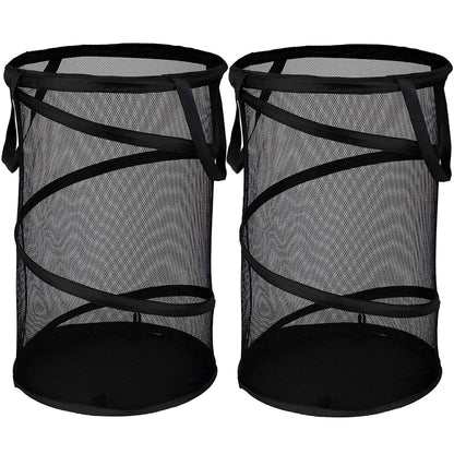 BATTOO Collapsible Laundry Basket Foldable Mesh Pop Up Hamper with Handles for Laundry Room, Bathroom, Kids Room, College Dorm, Travel, Storage Organizer Black