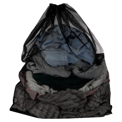 uxcell Mesh Laundry Bag 15.7x19.7" Large Drawstring Net Coarse Mesh, Black